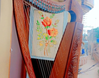 22 String Celtic Lever Harp – Wooden Irish Folk Instrument with Bag