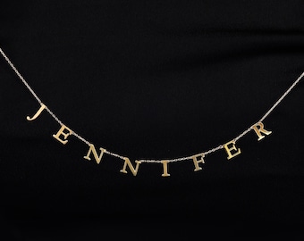 14K Gold Plated Custom Letter Name Necklace • Personalized Gold Jewelry • Dainty Initial Pendant • Gift for Mom • Birthday Gift