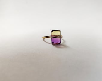 Bague en amétrine, bague en argent sterling massif 925, bague en quartz amétrine multicolore avec pierres précieuses, or rose, plaqué or jaune, bague pour femme