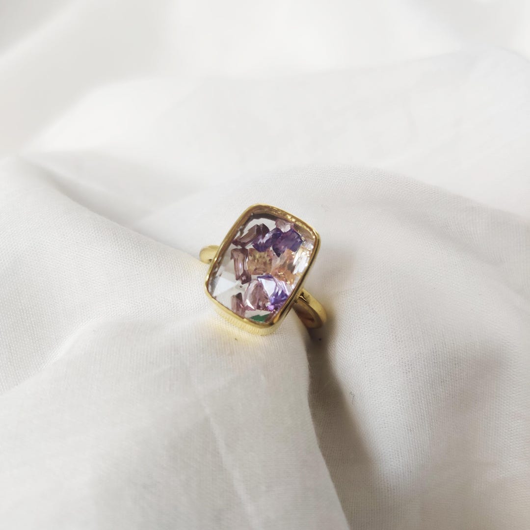Antique Beautiful Amethyst Ring, Created Amethyst Glass ,925 Sterling ...