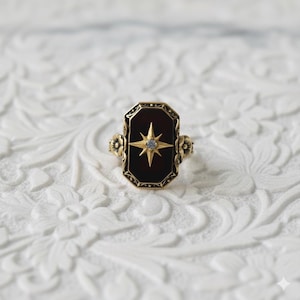 Victorian Black Onyx filigree silver ring -vintage ring,gemstone gothic goth steampunk elegance 925 silver ring