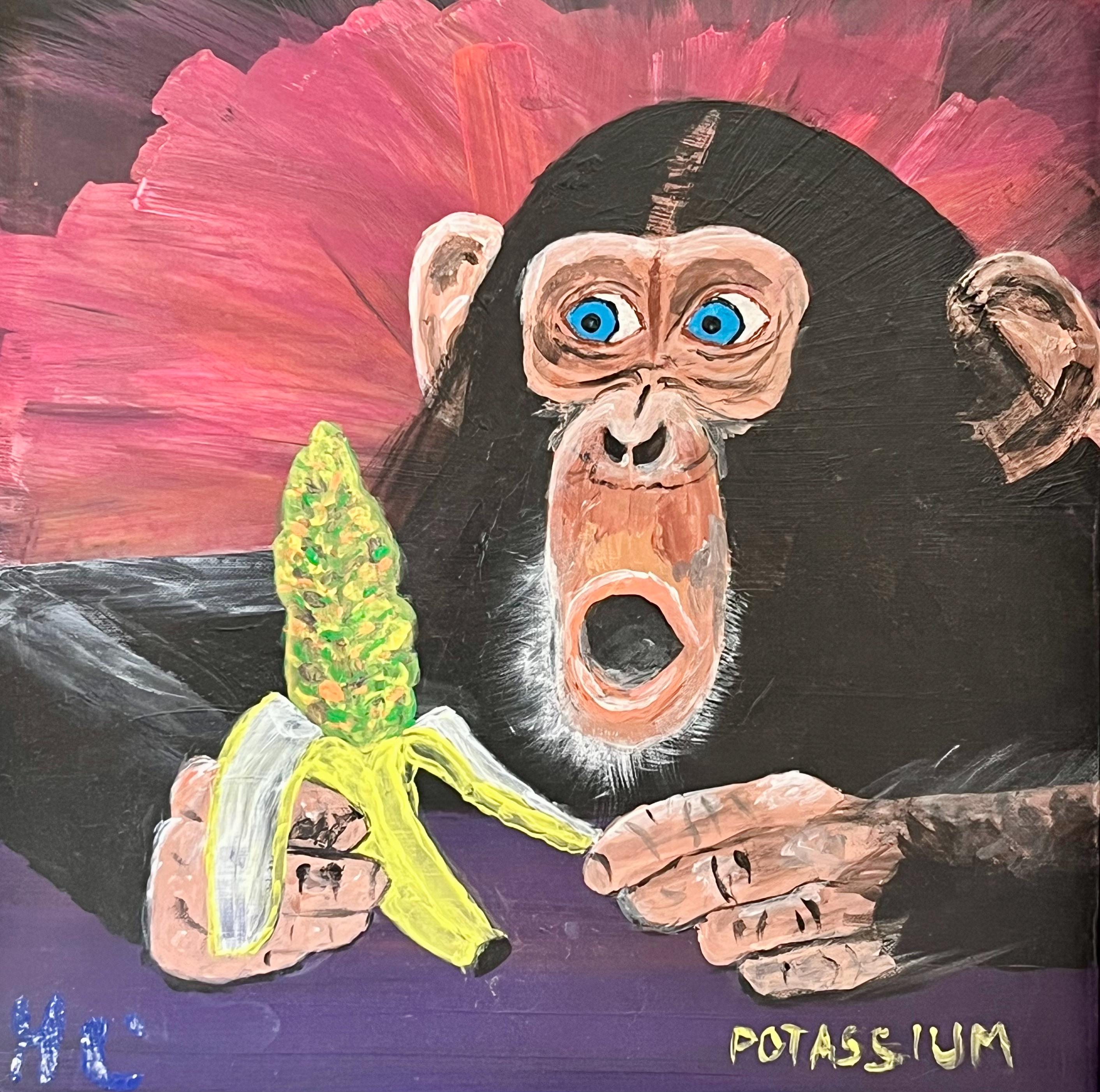 Custom TEE Shirt. Chimpanzee Banana is an Original Acrylic