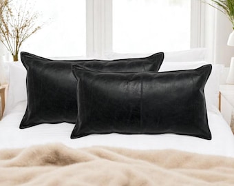 Leather Cushion Cover – Handmade Genuine Leather Pillow – Rustic, Modern & Farmhouse Home Decor