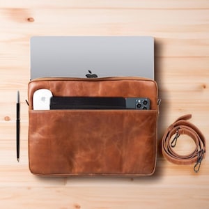 Leather laptop bag, Leather Crossbody Messenger Bag, Briefcase for laptop, Leather iPad Case, Engraved office laptop bag, Mens Women Bag
