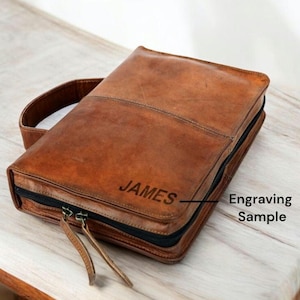 Custom Leather Bible Cover – Personalized Full-Grain Leather Case – Engraved Name or Bible Verse – Handmade Christian Gift for Men & Women