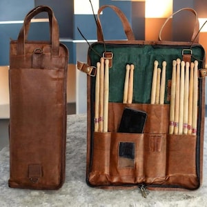Custom Leather Drumstick Bag, Handmade Drummer Gift