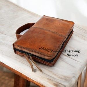 Custom Leather Bible Cover – Personalized Full-Grain Leather Case – Engraved Name or Bible Verse – Handmade Christian Gift for Men & Women