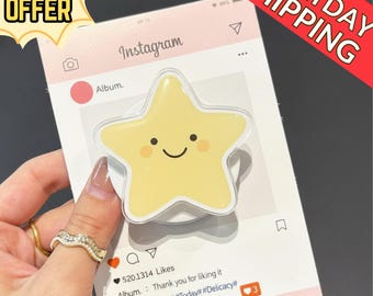 Kawaii Star Magnetic Phone Grip – Cute Yellow Star Magsafe Phone Stand, Adorable Star Phone Holder, Fun Gift for Star Lovers