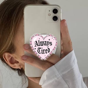 Always Tired Heart Magnetic Phone Grip: Cute Pink Phone Accessory image 8