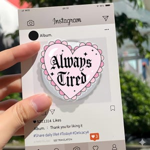 Always Tired Heart Magnetic Phone Grip: Cute Pink Phone Accessory image 10
