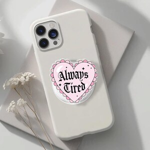Always Tired Heart Magnetic Phone Grip: Cute Pink Phone Accessory image 9