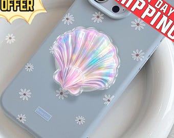Iridescent Seashell Phone Grip, Mermaidcore MagSafe Mobile Stand