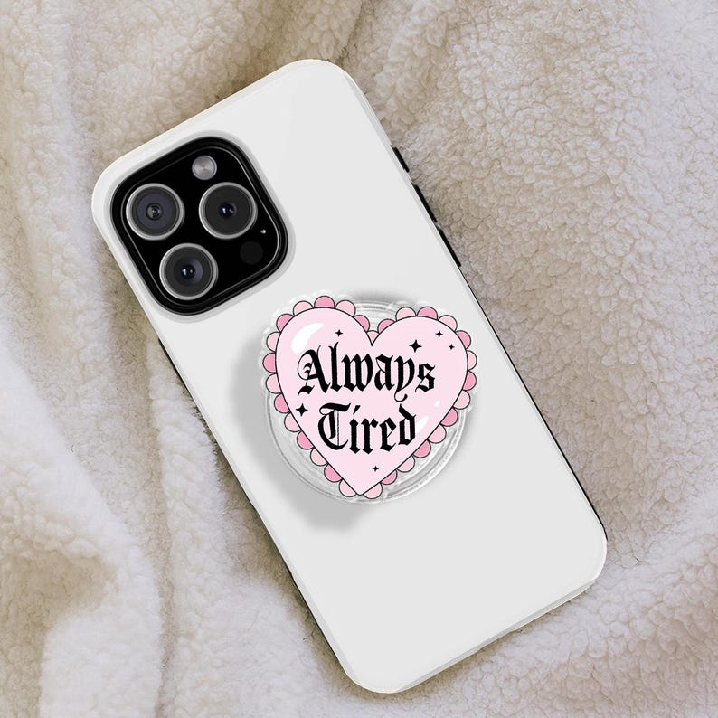 Always Tired Heart Magnetic Phone Grip: Cute Pink Phone Accessory image 7
