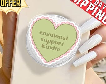 Sage Green Heart Kindle Phone Holder, Cottagecore Reader Grip