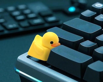 1 tecla artesanal de pato: tapa de teclado de pato amarillo hecha a mano, un bonito regalo para teclado mecánico, una divertida decoración para los amantes de los patos.