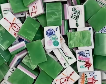 Jade Texture American Mahjong, Painted And Deep Engraved Acrylic Tiles, Family Collection & Premium Gift