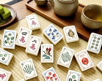 Crane Pattern Vintage American Mahjong Set, Acrylic Tiles with Retro Design, Full 160 Tiles Collectible Gift for Mahjong Lovers