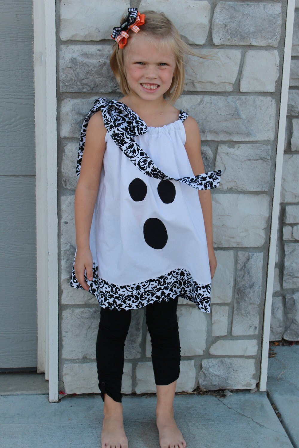 Girls Pillowcase Dress Ghost applique Halloween Party Etsy