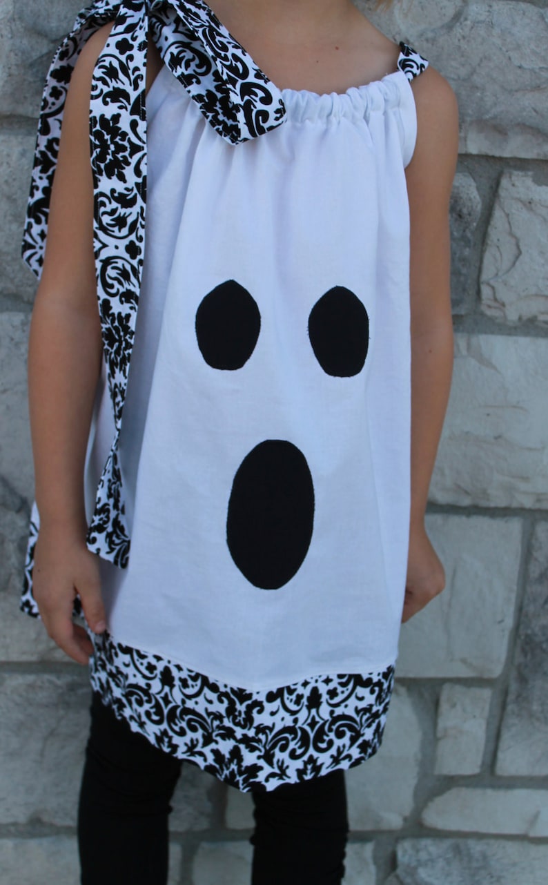Girls Pillowcase Dress Ghost Applique Halloween Party Etsy