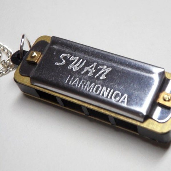 The Harmonica Necklace,Silver Swan, Musical necklace(long chain)