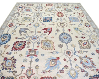 Handmade Beige Wool Oushak Rug – Luxurious Hand-Knotted Area Rug