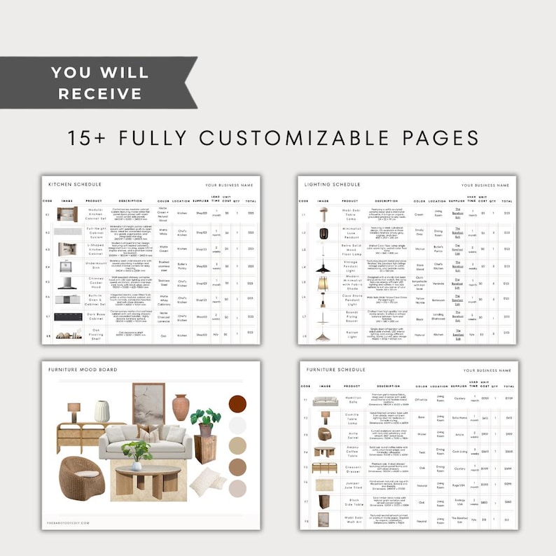 Interior Design Client Schedule Template, Finishes & Fixtures (canva ...