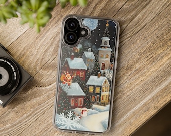 Snowy Village Christmas Phone Case: Holiday Art Cover