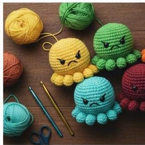 Grumpy Mini Octopus Crochet Pattern – Amigurumi Sea Creature (PDF Pattern)