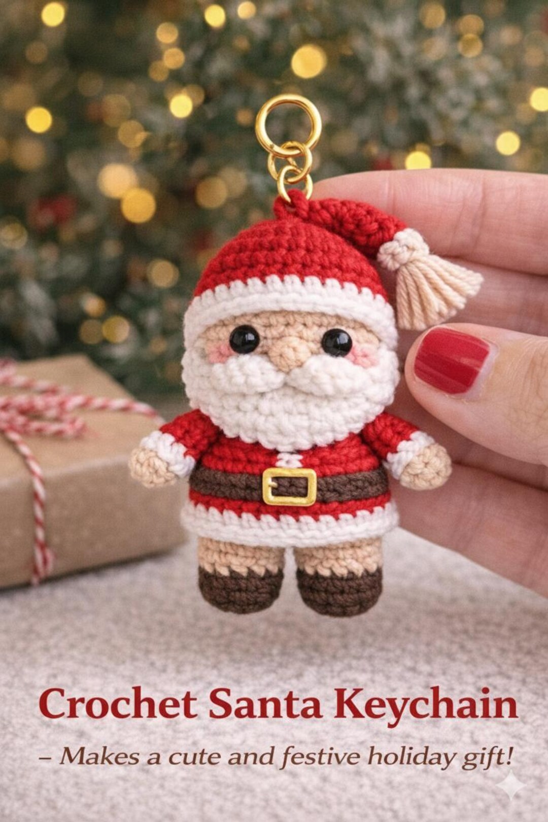 Crochet Santa Keychain Pattern - Digital Download, Christmas Ornament ...