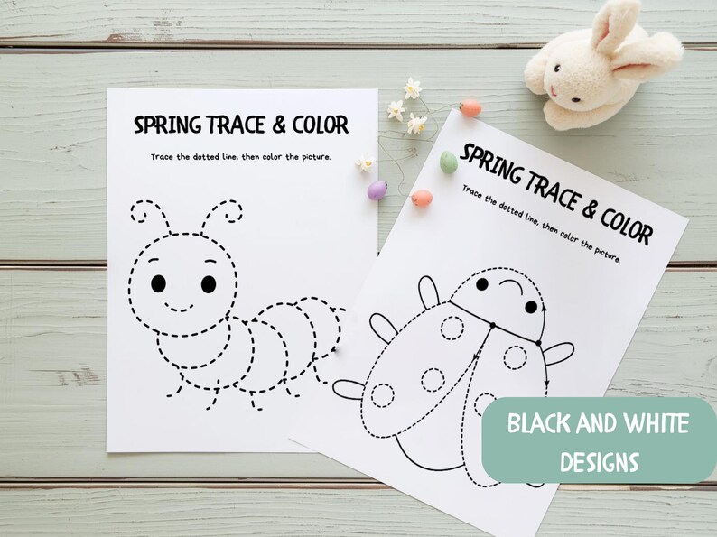 Traceable Spring Spring Trace and Color Worksheets for Kids, Preschool Spring Activities ...