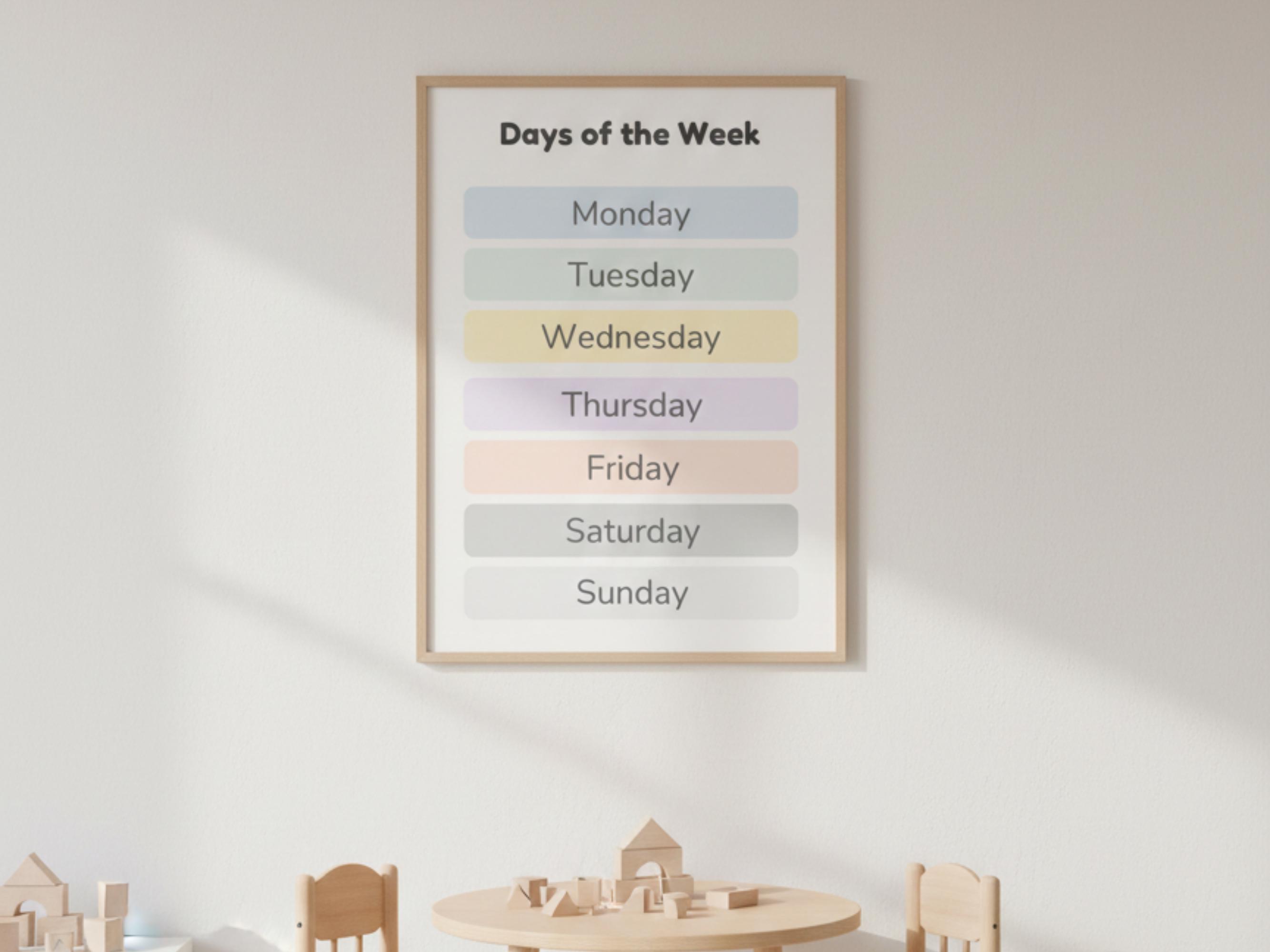 Days of the Week Poster | Neutral Pastel Classroom Decor (PDF Download ...