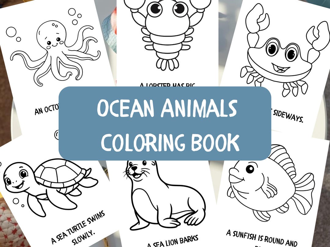 Ocean Animals Coloring Book Printable – 30 Cute Sea Life Pages for Kids ...