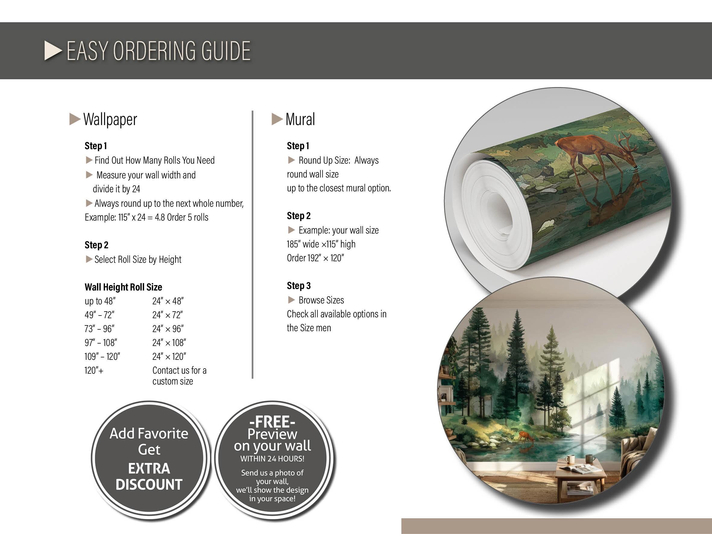 Sage Green Watercolor Misty Woodland Wall Mural, Fairy Pine Forest ...