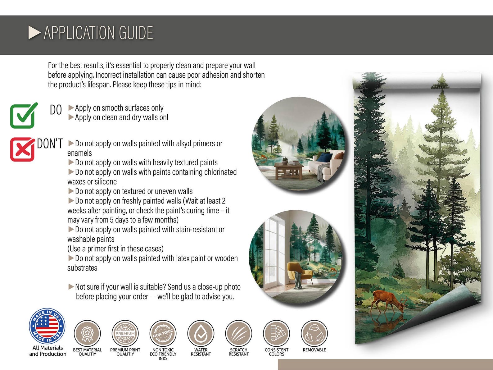 Sage Green Watercolor Misty Woodland Wall Mural, Fairy Pine Forest ...