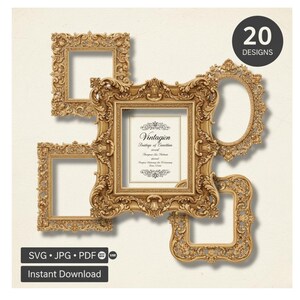 Gold Ornate Baroque Frames | Vintage Borders Bundle (SVG, JPG, PDF)