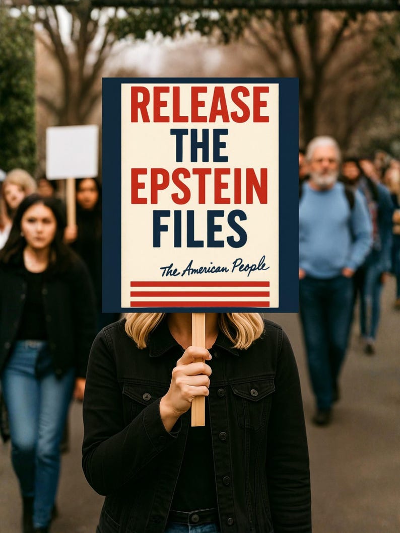 Release the Epstein Files Protest Sign, Political Activist Placard ...