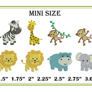Mini Jungle Safari Baby Animals Embroidery Set Design Fill Stitch Filled Machine Embroidery Designs