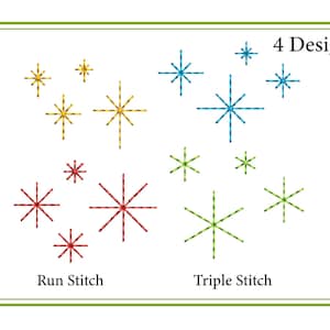 Mini Star Embroidery Design Star Set Run Fill Stitch Filled Machine Sparkle Twinkle Embroidery Designs