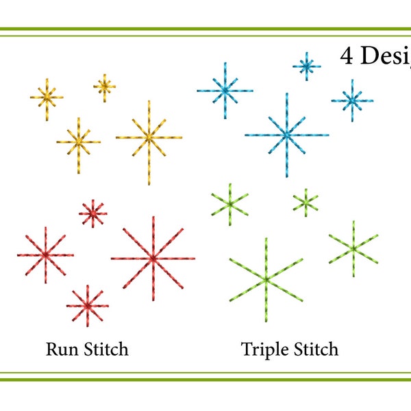 Mini Star Embroidery Design Star Set Run Fill Stitch Filled Machine Sparkle Twinkle Embroidery Designs