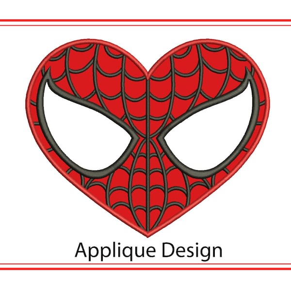 Spiderman Heart Applique Embroidery Design Satin Stitch Machine Birthday Valentine's day Spider-Man Embroidery Designs