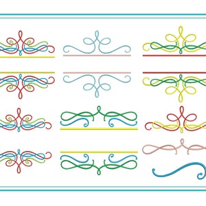 Flourish Accent Swirl Embroidery Scroll Ornament Design Set Stitch Fill Frame Name Machine Embroidery Designs