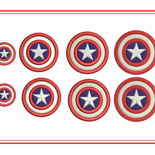 Mini Captain America American Shield Flag USA Embroidery Design Stitch Fill Machine Embroidery Designs