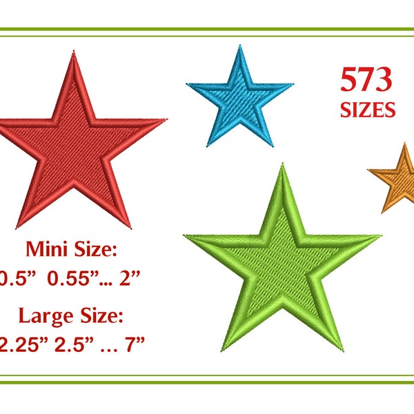 Mini Star Embroidery Design Star Shape Basic Fill Stitch Filled Machine Embroidery Designs