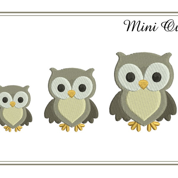 Mini Woodland Owl Embroidery Design Fill Stitch Filled Machine Embroidery Designs