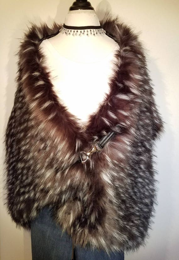 Black Faux Fur Wrap Vegan Fur Stole Vegan Fur Shrug - Etsy