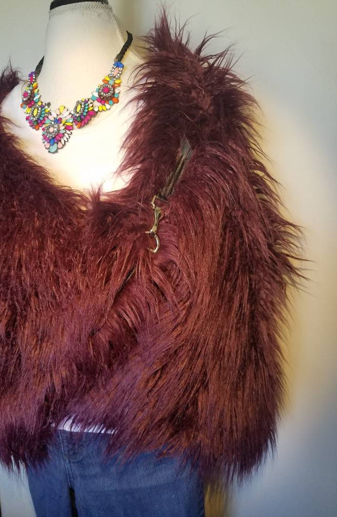 burgundy faux fur wrap