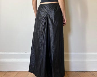 Zwarte leren maxi-rok dames | Lange leren rok met hoge taille | A-lijn rok van echt leer | Flare maxirok | Elegante avondrok