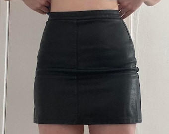 Black Leather Mini Skirt - High Waisted Real Leather Skirt - Women’s Short Skirt - Genuine Leather Bodycon Skirt - Classic Black Skirt