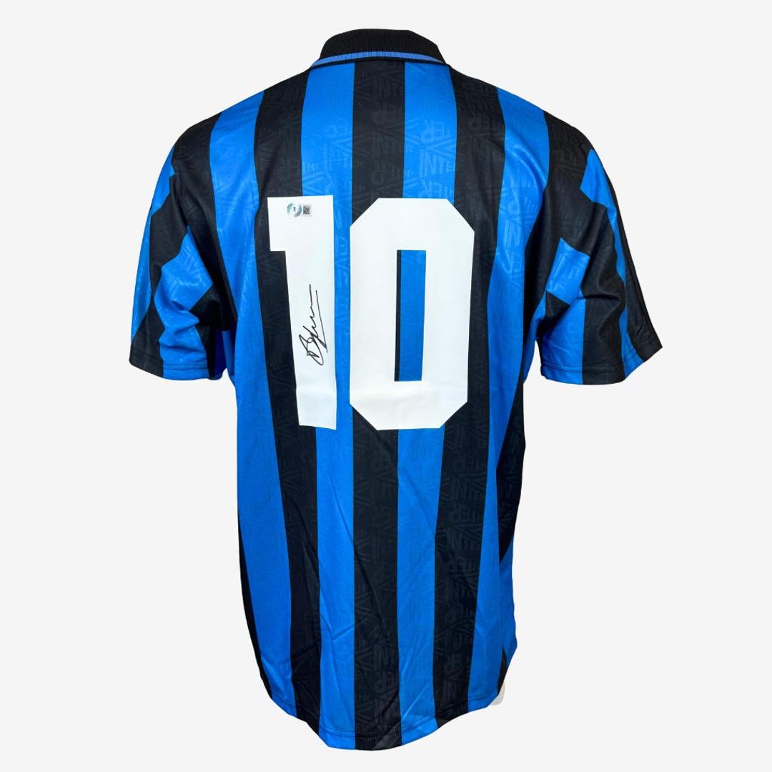 デニス・ベルカンプ直筆サイン入りインテル・ミラノ サッカーシャツ