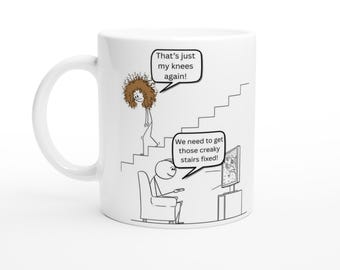 Geschenk zum Älterwerden | Lustige Kaffeetasse | Tasse für knirschende Knie | Lustiges Geburtstagsgeschenk | Humorvolle Tasse | Kleine Jean